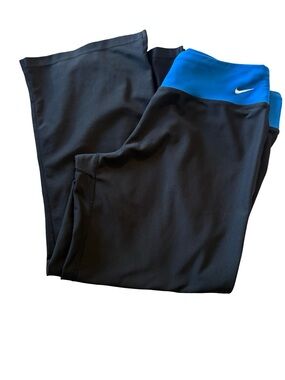Nike Kids Black Leggings with Bright Blue Waistband